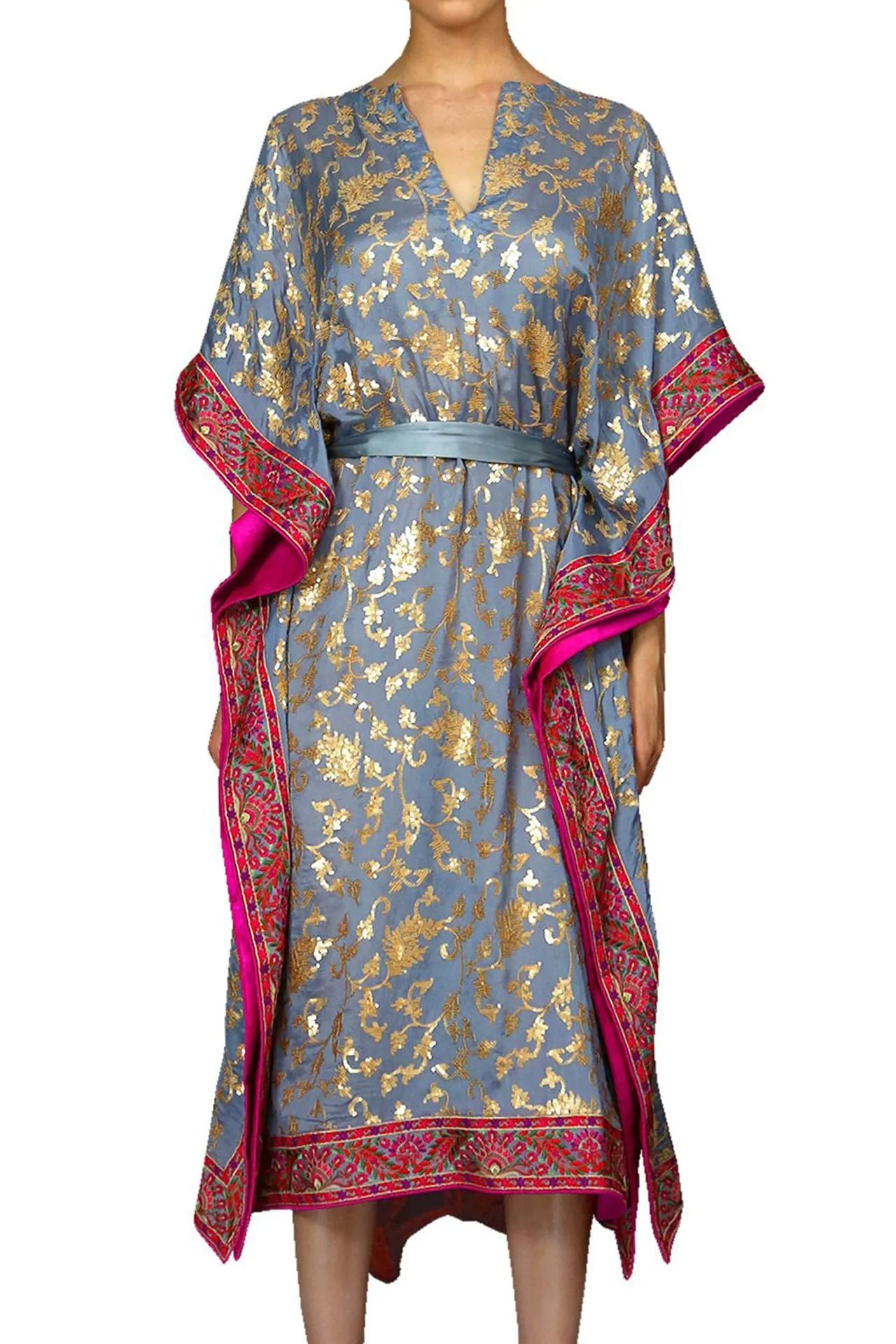 Holiday Holiday Lace Up Kaftan Dress in Flamingo