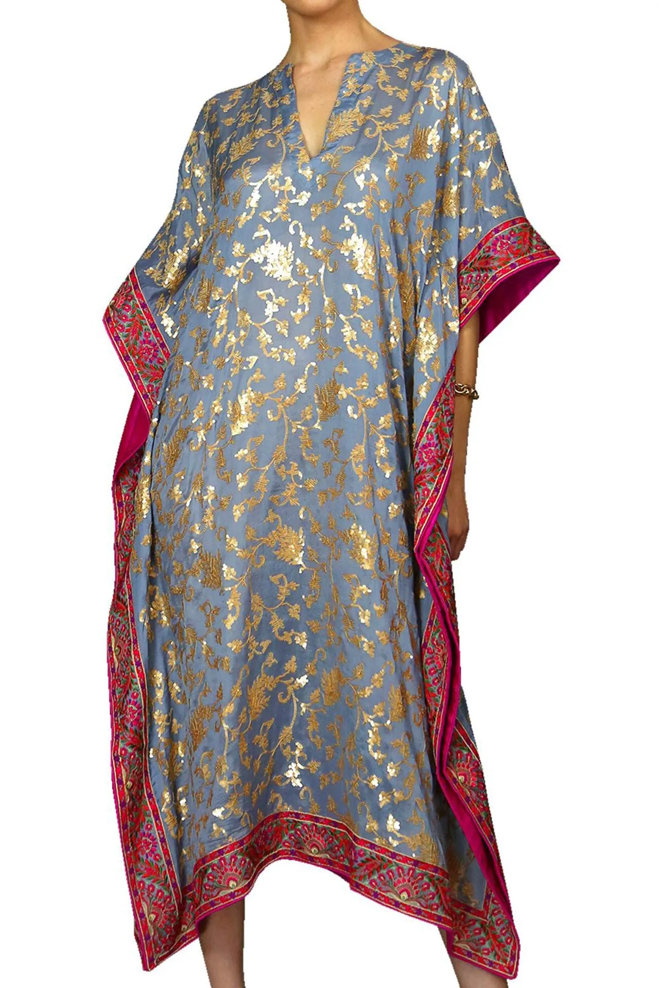 Holiday Holiday Lace Up Kaftan Dress in Flamingo