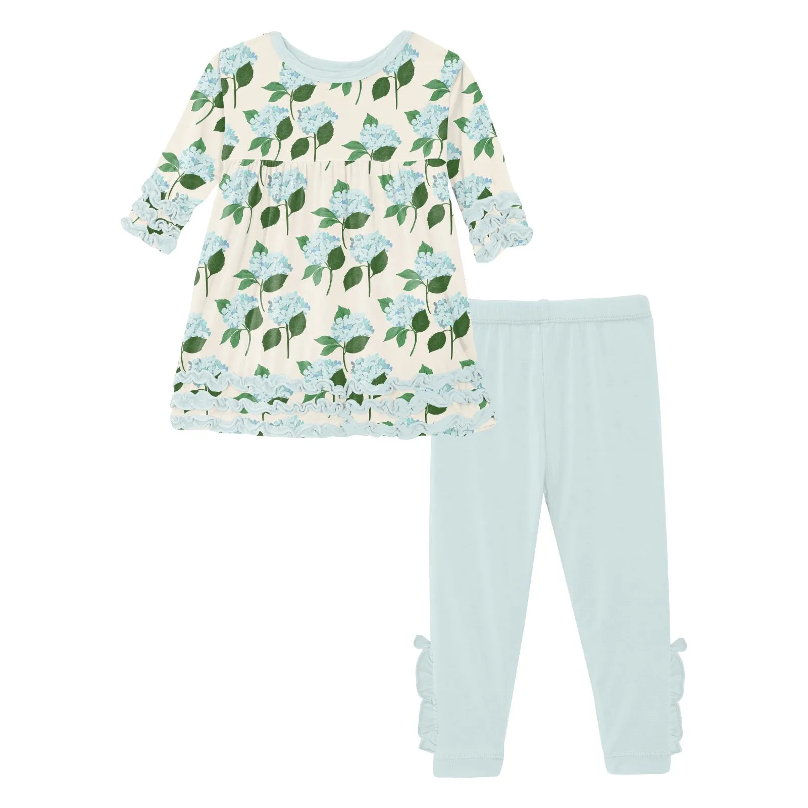 Kickee Pants 3/4 Sleeve Babydoll Outfit Set: Hydrangea Bouquet
