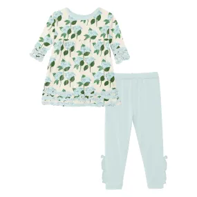 Kickee Pants 3/4 Sleeve Babydoll Outfit Set: Hydrangea Bouquet