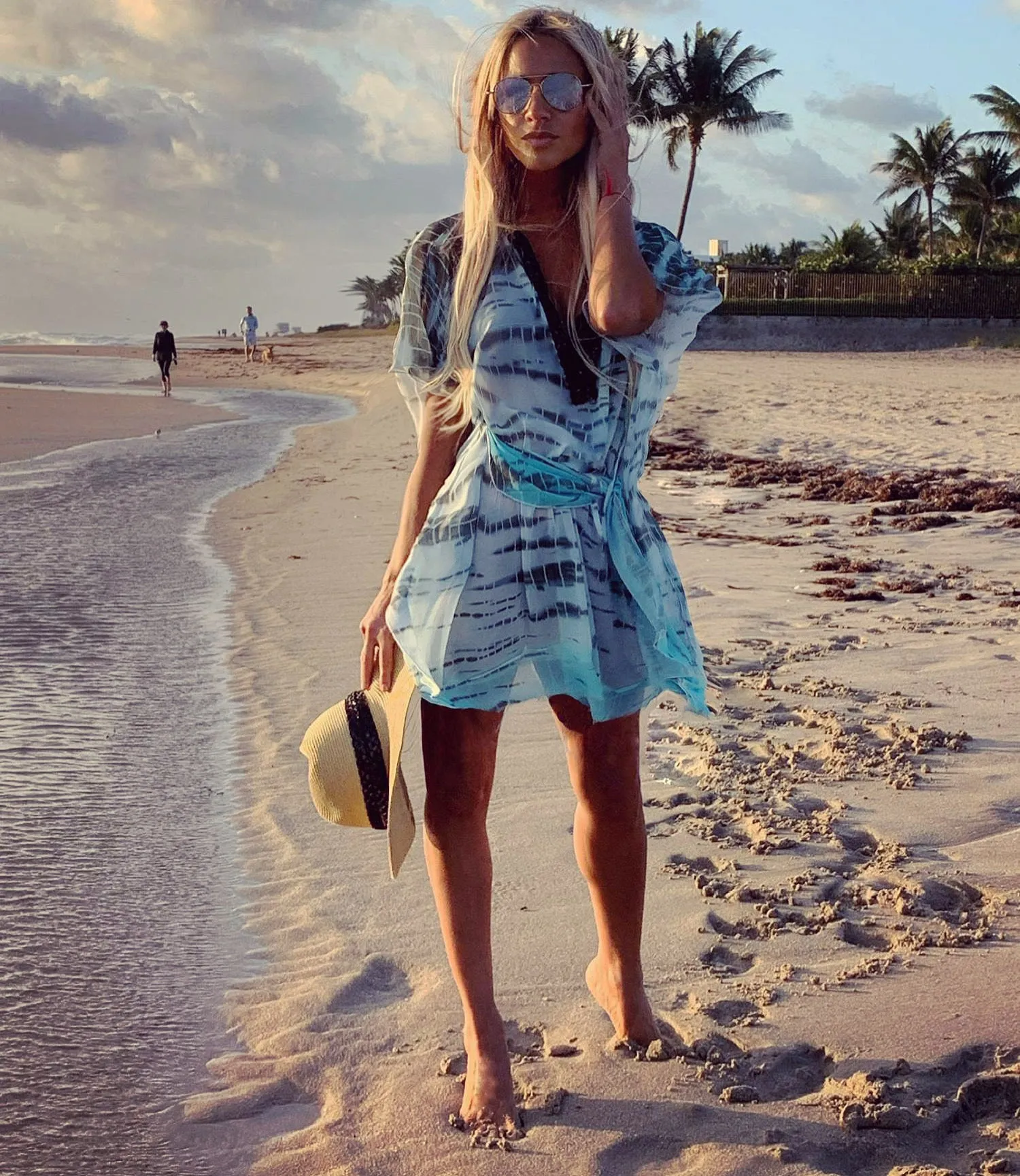 Leopard Azul Shade V-Neck Sun Apres Beach Dress - The St. Barth