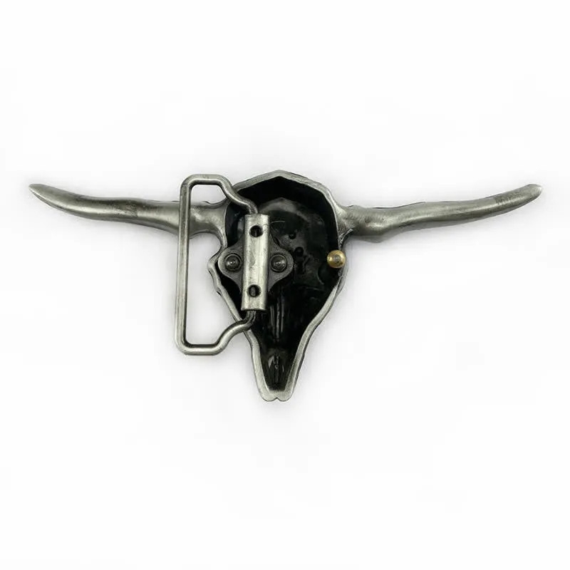 Men's DIY Cool Western Longhorn Bull Buckle Leather Belt