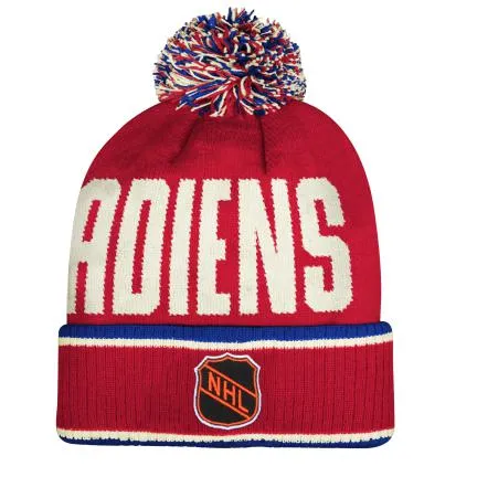 Montreal Canadiens NHL Outerstuff Youth Red Reissue Large Rib Cuff Pom Knit Hat