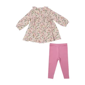 PETER PAN RUFFLE COLLAR DRESS   LEGGINGS - ACORN FLORAL