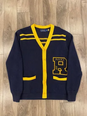 Polo Ralph Lauren Cardigan Letterman Sweater Mens Small Blue Button Up