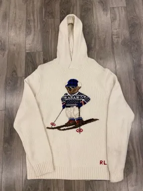 Polo Ralph Lauren Polo Bear Ski Knit Hoodie Mens XL White Sweater Pullover