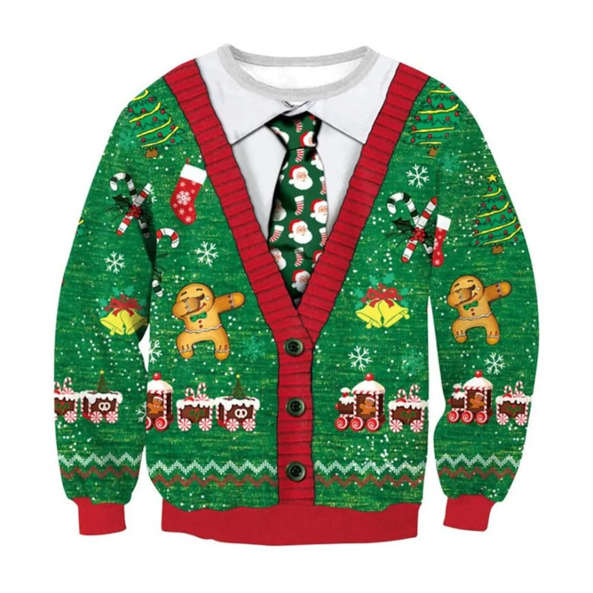 Polo w/ Santa Neck Tie Ugly Christmas Sweater