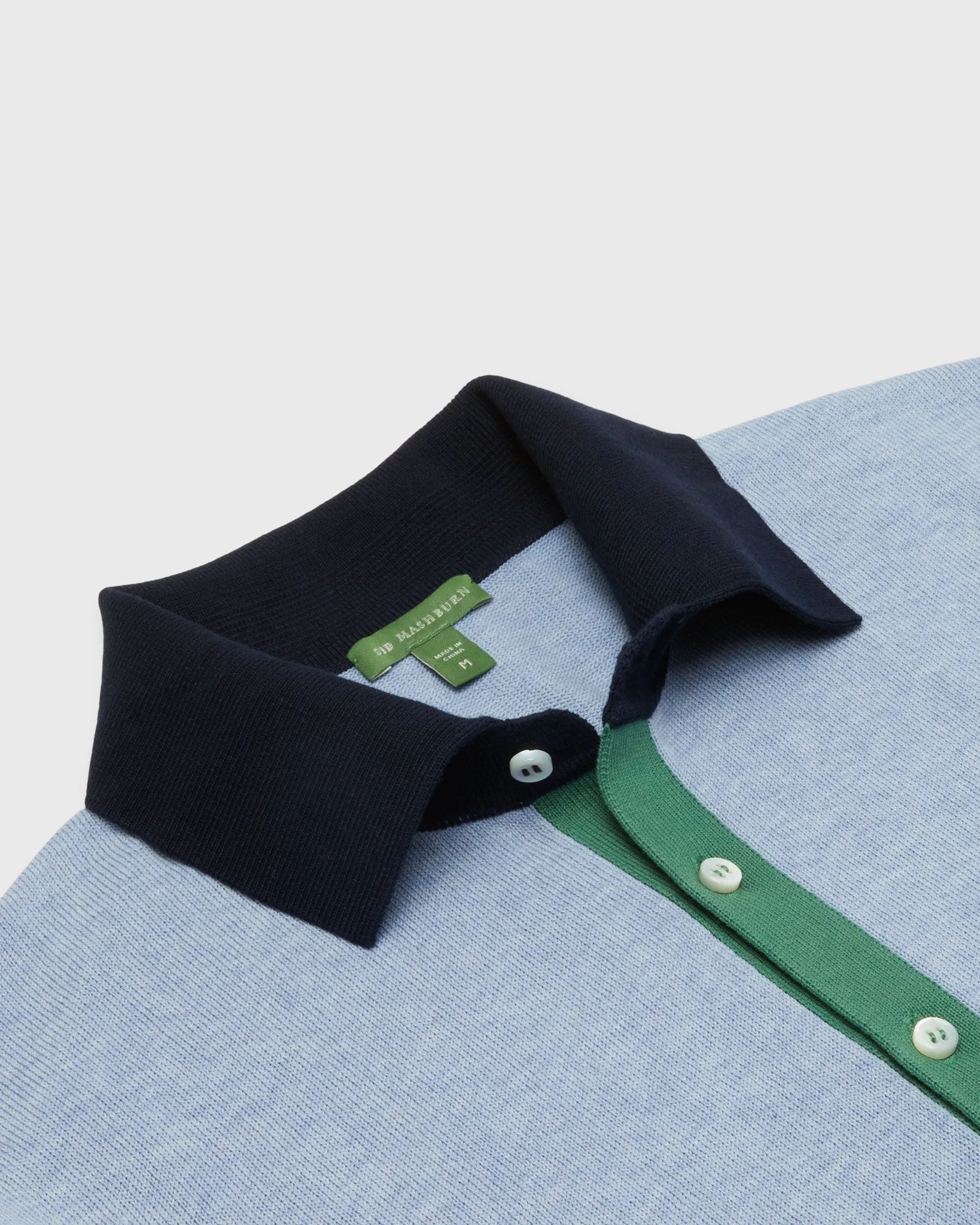 Rally Polo Sweater in Heather Sky/Navy/Ivy Cotton