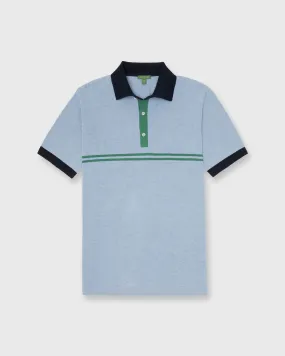 Rally Polo Sweater in Heather Sky/Navy/Ivy Cotton