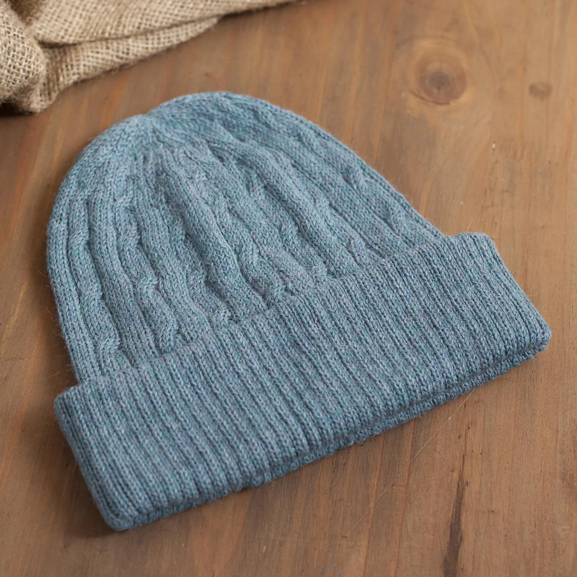 Robin's Egg Blue 100% Alpaca Soft Cable Knit Hat from Peru - Comfy in Blue | NOVICA