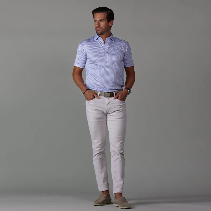 Semi-Spread Collar Polo Regent Blue Stripe