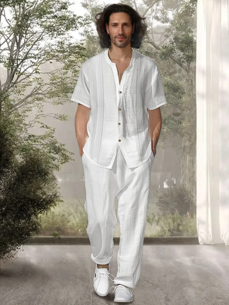 Simple 100% Cotton Shirt Pants Set