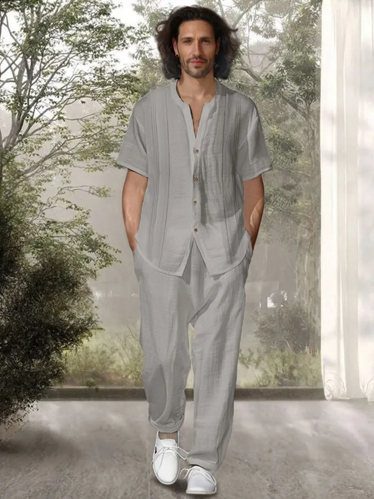 Simple 100% Cotton Shirt Pants Set