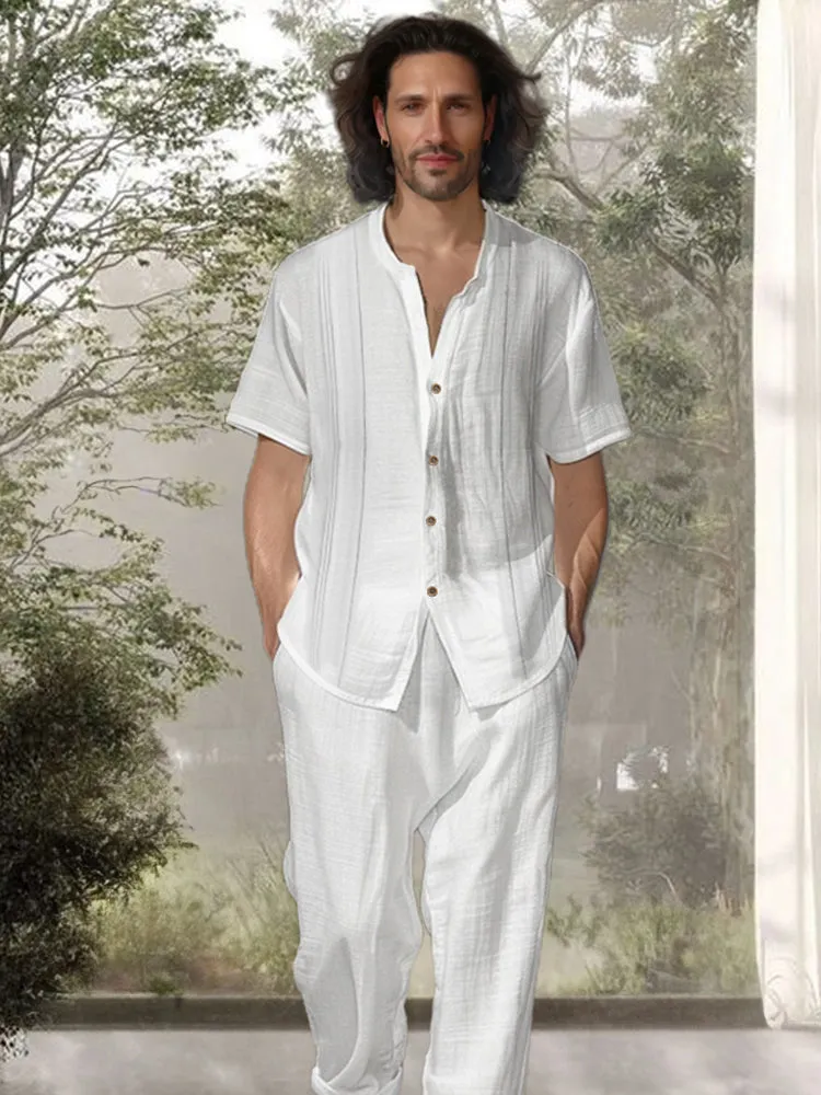 Simple 100% Cotton Shirt Pants Set