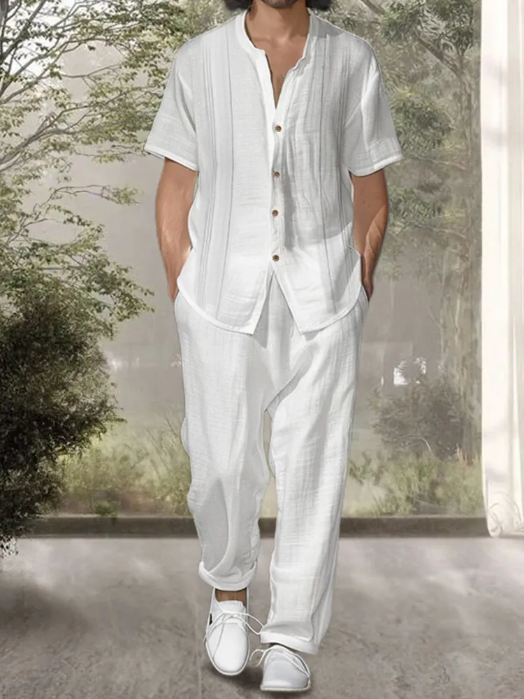 Simple 100% Cotton Shirt Pants Set