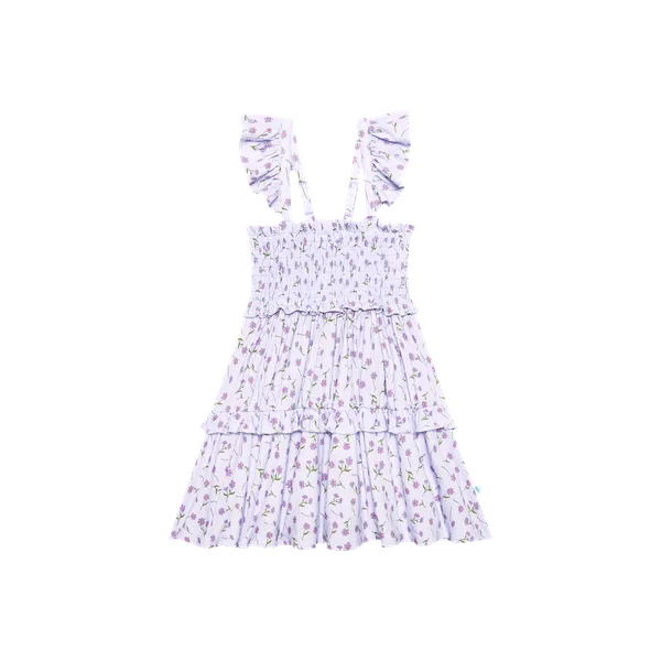 Smocked Flutter Sleeve Babydoll Dress - Jeanette