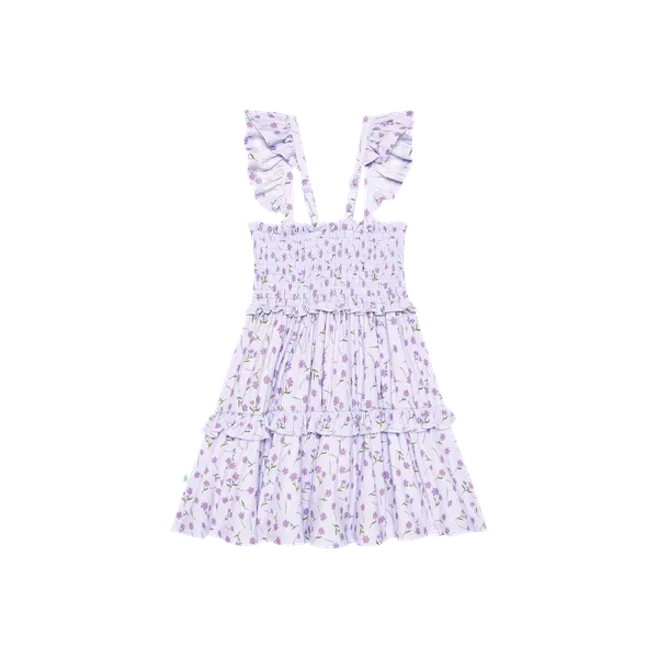 Smocked Flutter Sleeve Babydoll Dress - Jeanette