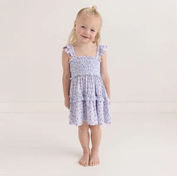 Smocked Flutter Sleeve Babydoll Dress - Jeanette