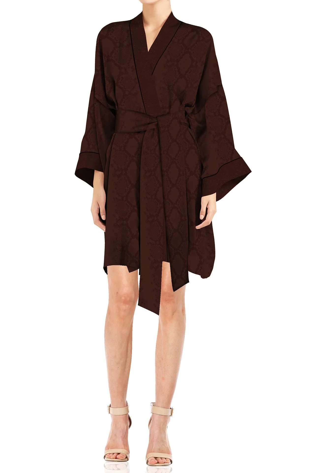 Vegan Silk Short Length Kimono Robe