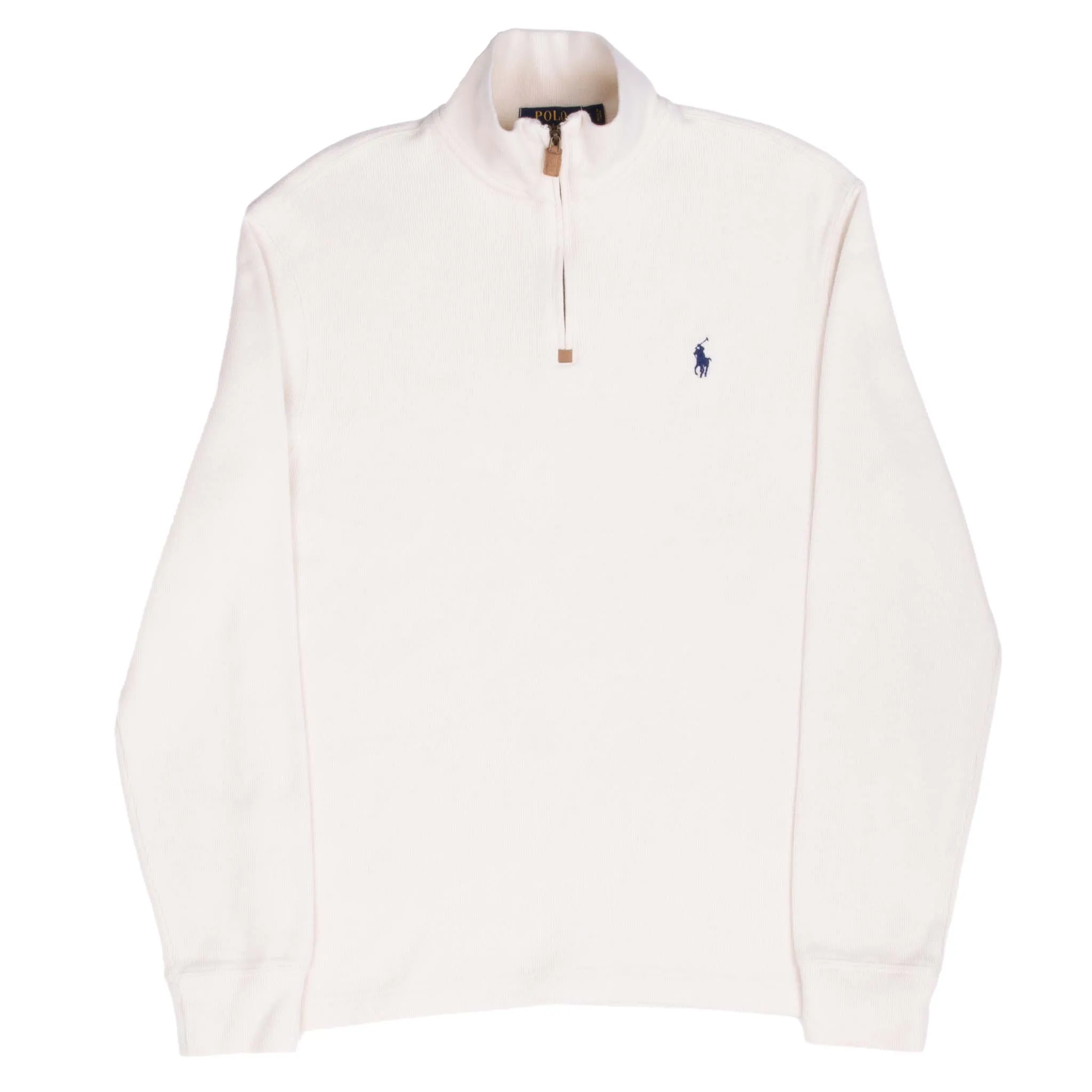 VINTAGE POLO RALPH LAUREN IVORY 1990S QUARTER 1/4 ZIP SWEATER SMALL