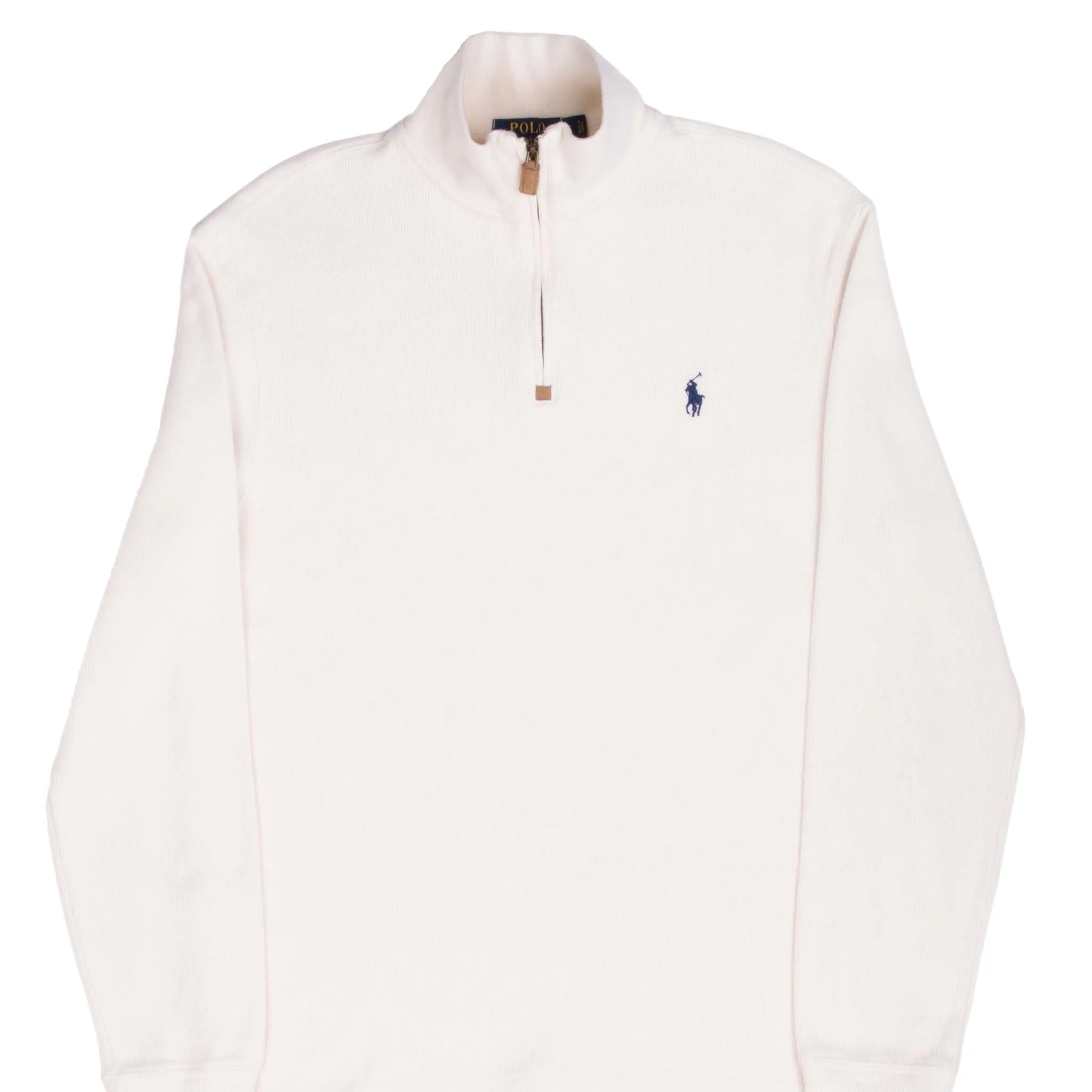 VINTAGE POLO RALPH LAUREN IVORY 1990S QUARTER 1/4 ZIP SWEATER SMALL