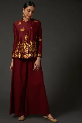 Wine & Gold Block Printed Tunic