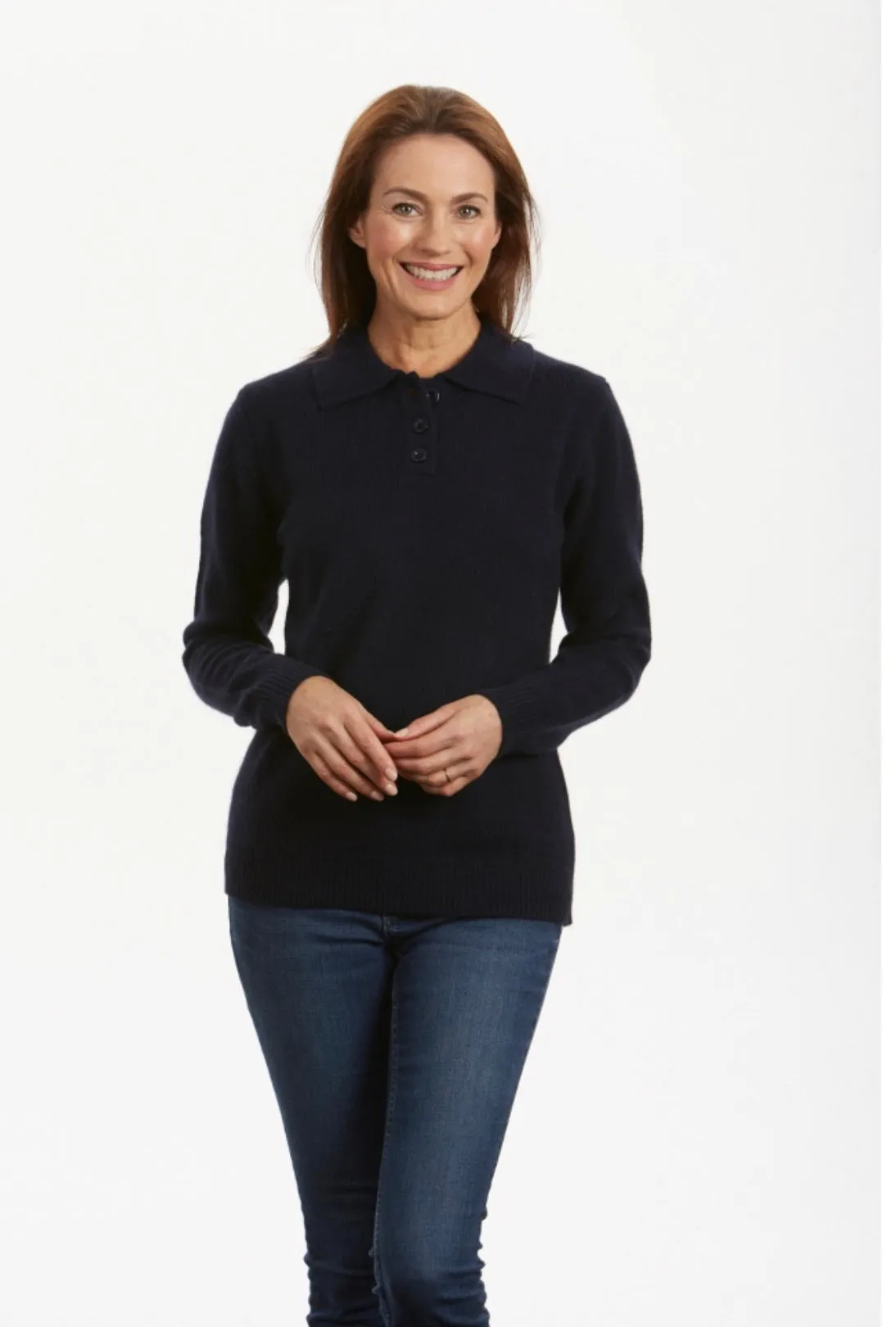 Wool Pullover with 4-Button Polo Collar