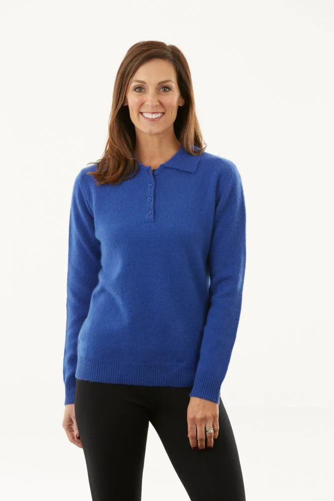 Wool Pullover with 4-Button Polo Collar
