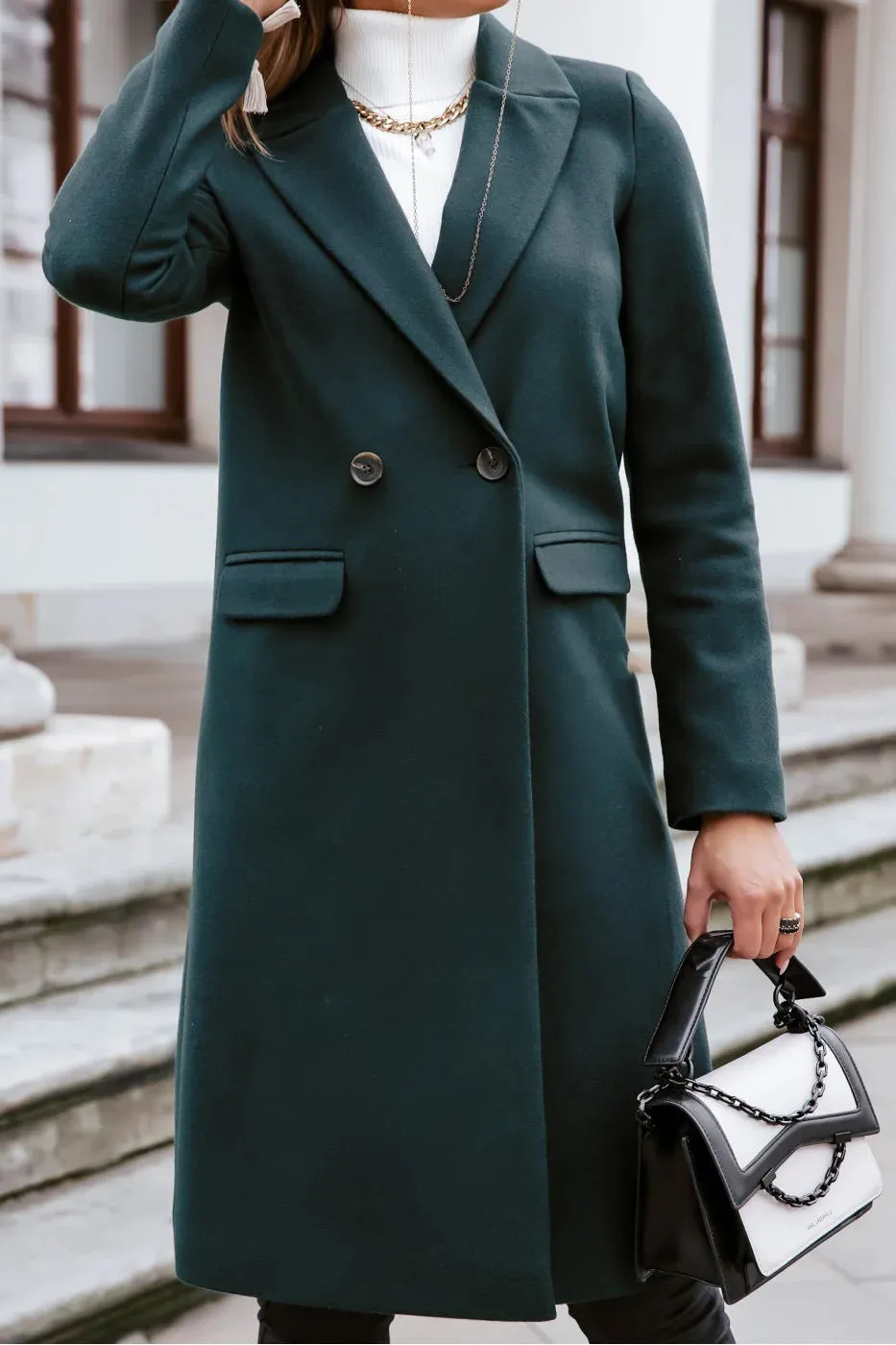 Zaire Long Suit Collar Windbreak Woolen Trench Coat