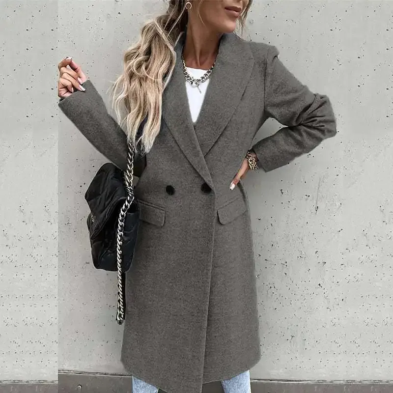 Zaire Long Suit Collar Windbreak Woolen Trench Coat